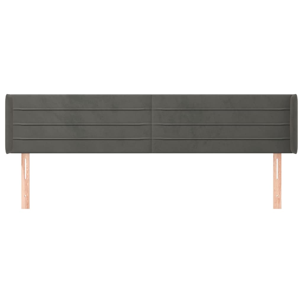Tête de lit avec oreilles Gris foncé 163x16x78/88 cm Velours - XIOS