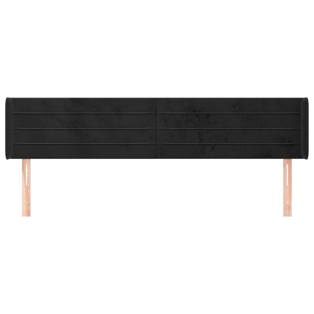 Tête de lit avec oreilles Noir 163x16x78/88 cm Velours - XIOS
