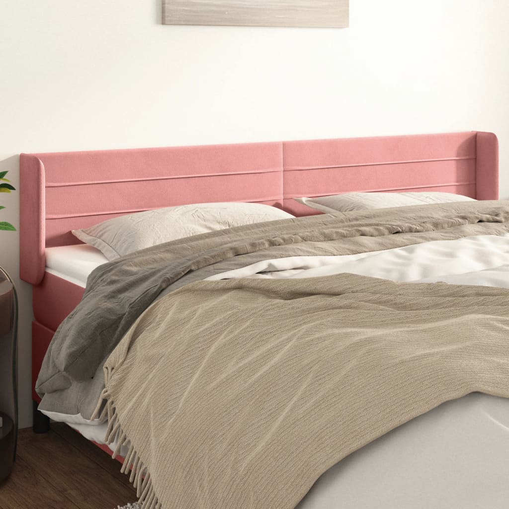 Tête de lit avec oreilles Rose 163x16x78/88 cm Velours - XIOS