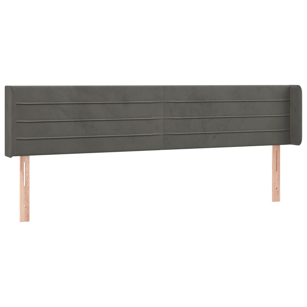 Tête de lit avec oreilles Gris foncé 183x16x78/88 cm Velours - XIOS