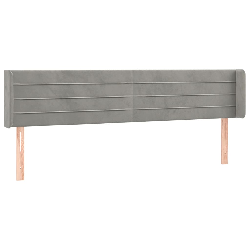 Tête de lit avec oreilles Gris clair 203x16x78/88 cm Velours - XIOS