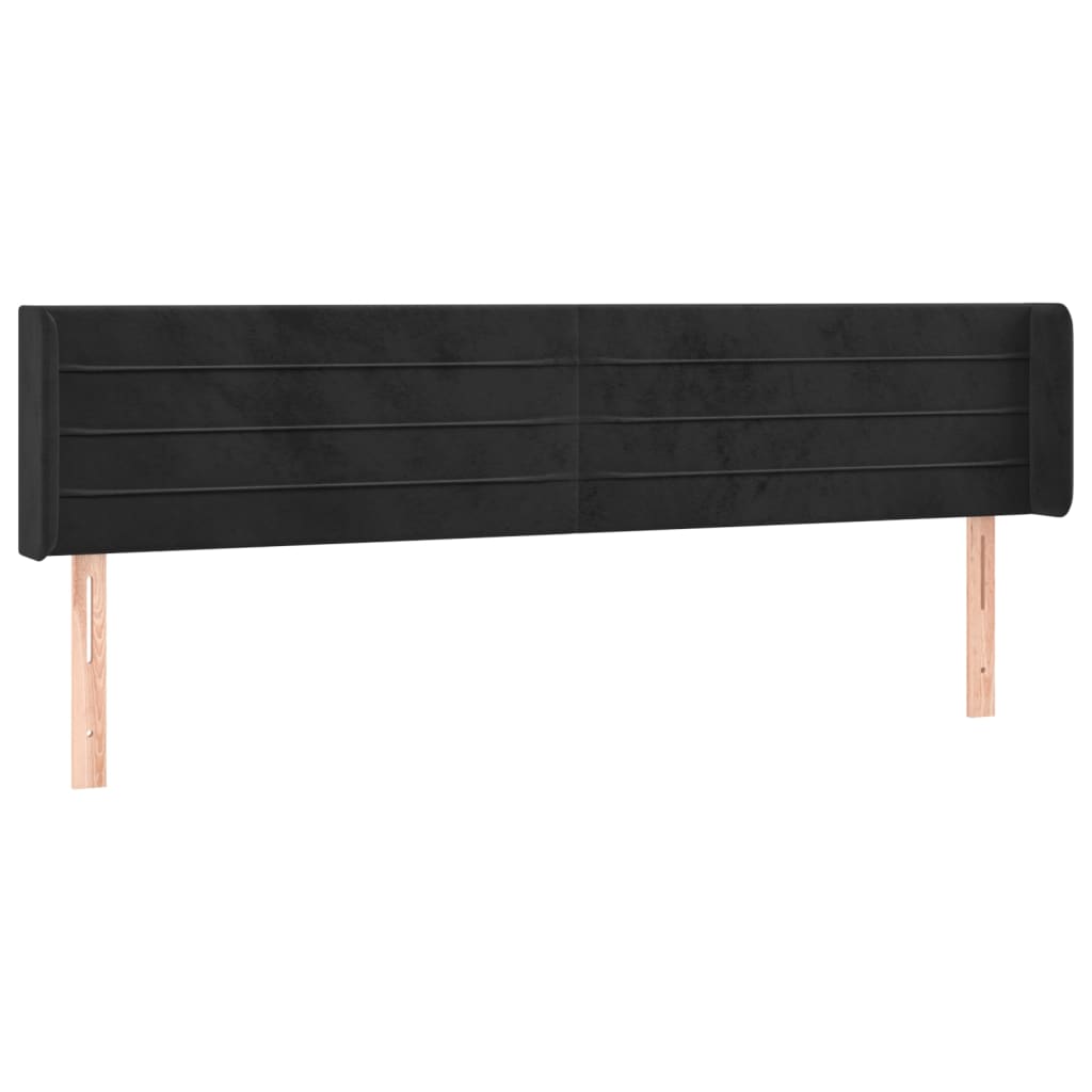 Tête de lit avec oreilles Noir 203x16x78/88 cm Velours - XIOS