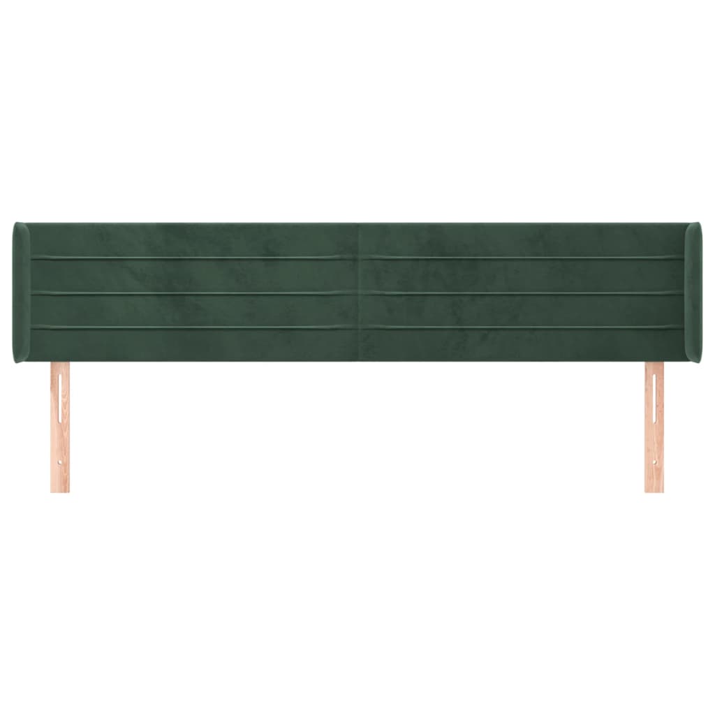 Tête de lit avec oreilles Vert foncé 203x16x78/88 cm Velours - XIOS