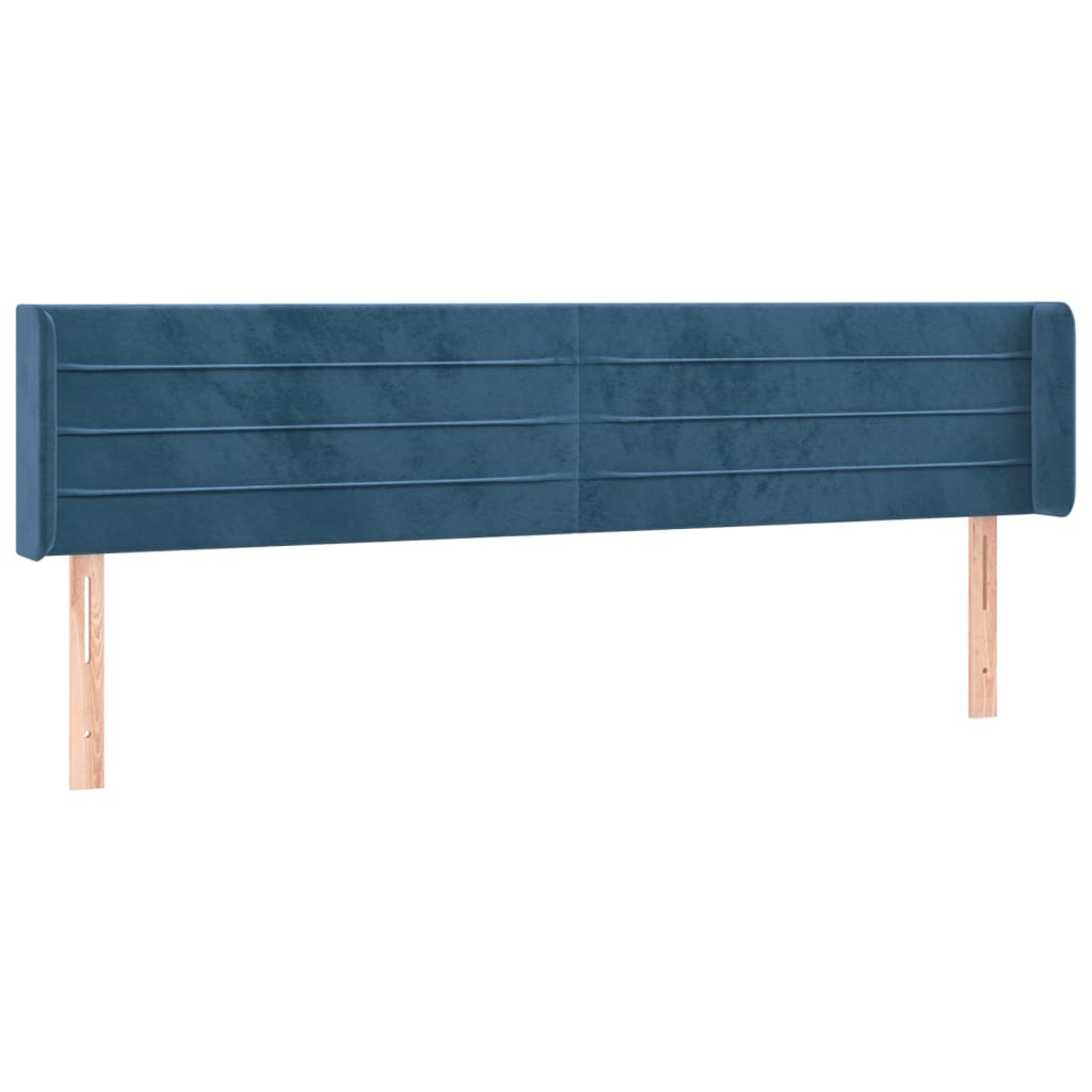 Tête de lit avec oreilles Bleu foncé 203x16x78/88 cm Velours - XIOS