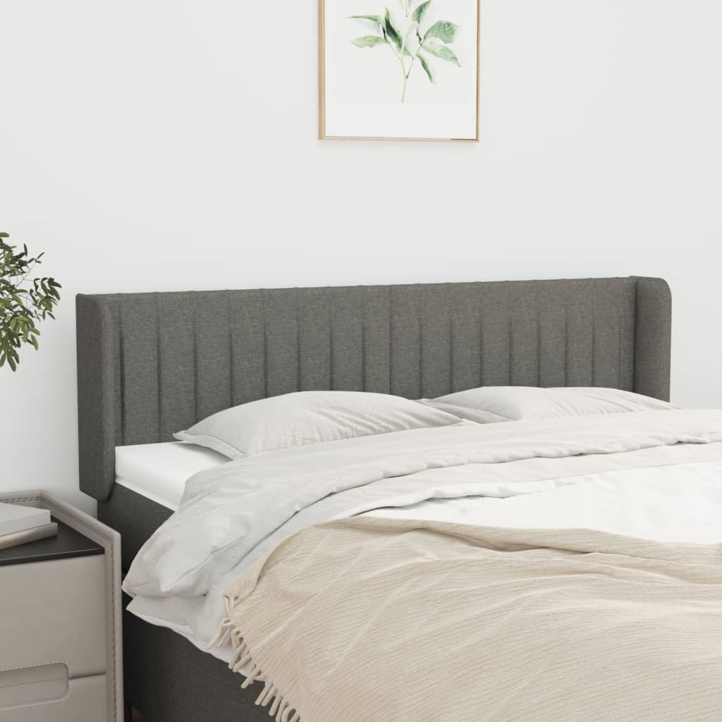 Tête de lit avec oreilles Gris foncé 147x16x78/88 cm Tissu - XIOS