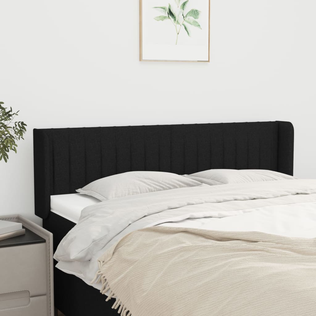 Tête de lit avec oreilles Noir 147x16x78/88 cm Tissu - XIOS