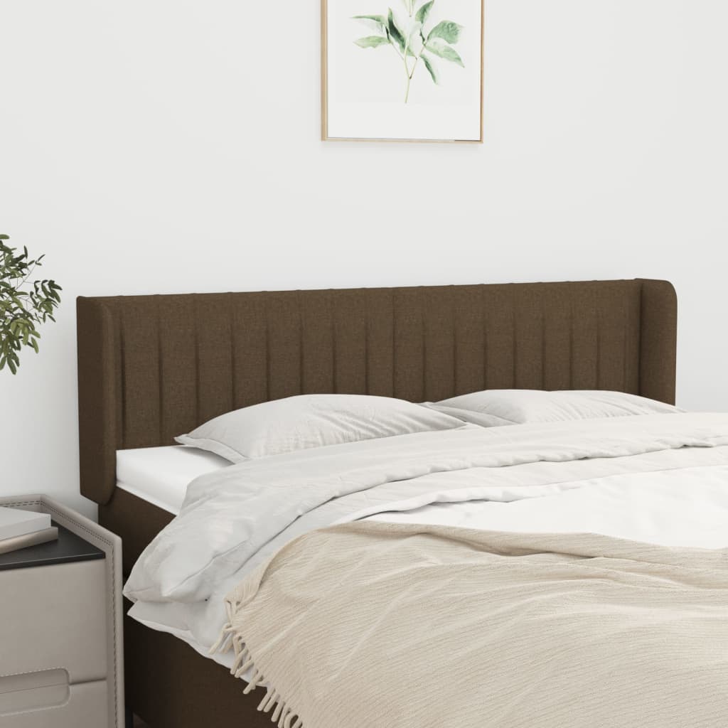 Tête de lit avec oreilles Marron Foncé 147x16x78/88 cm Tissu - XIOS