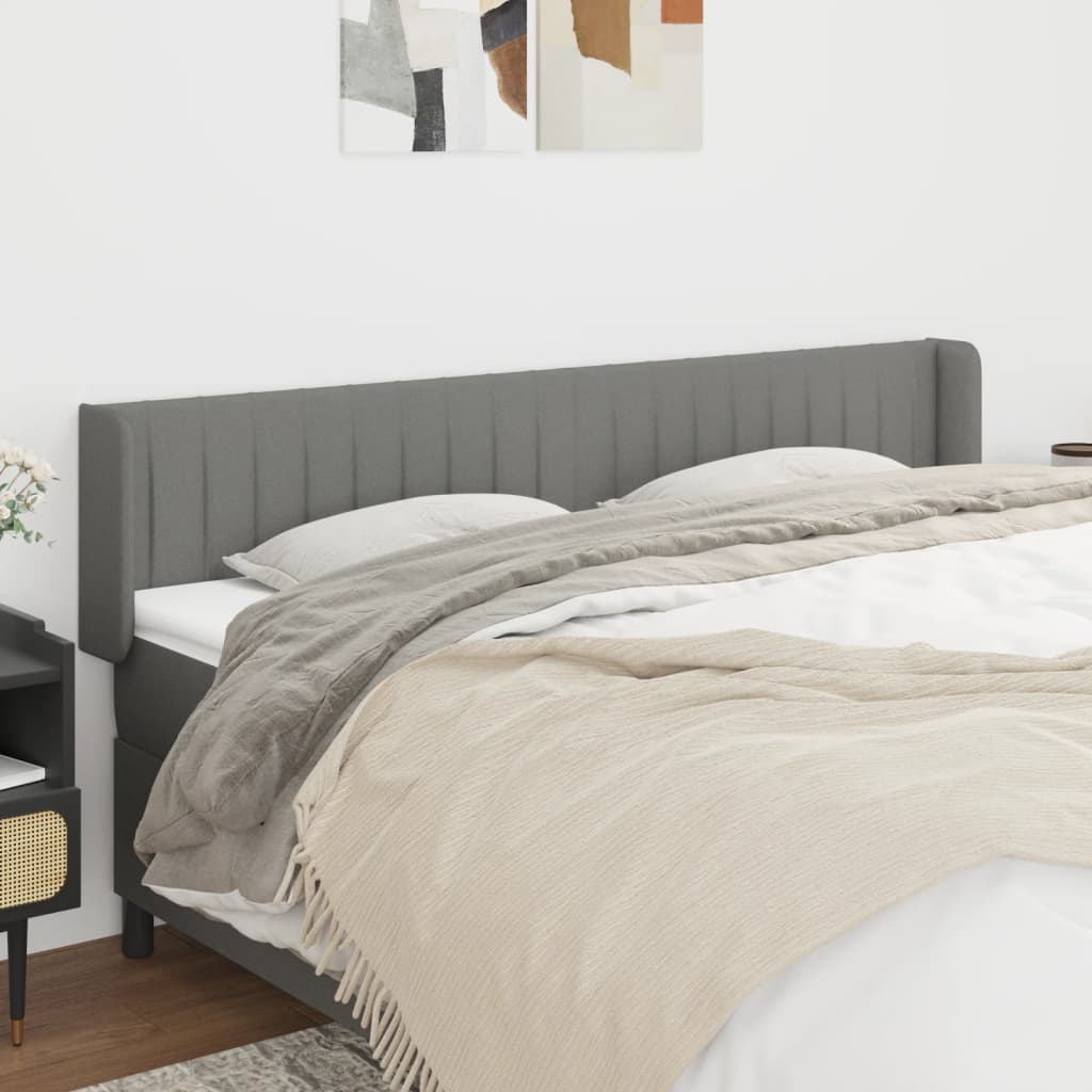 Tête de lit avec oreilles Gris foncé 203x16x78/88 cm Tissu - XIOS