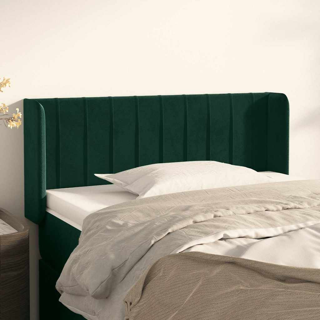 Tête de lit avec oreilles Vert foncé 103x16x78/88 cm Velours - XIOS