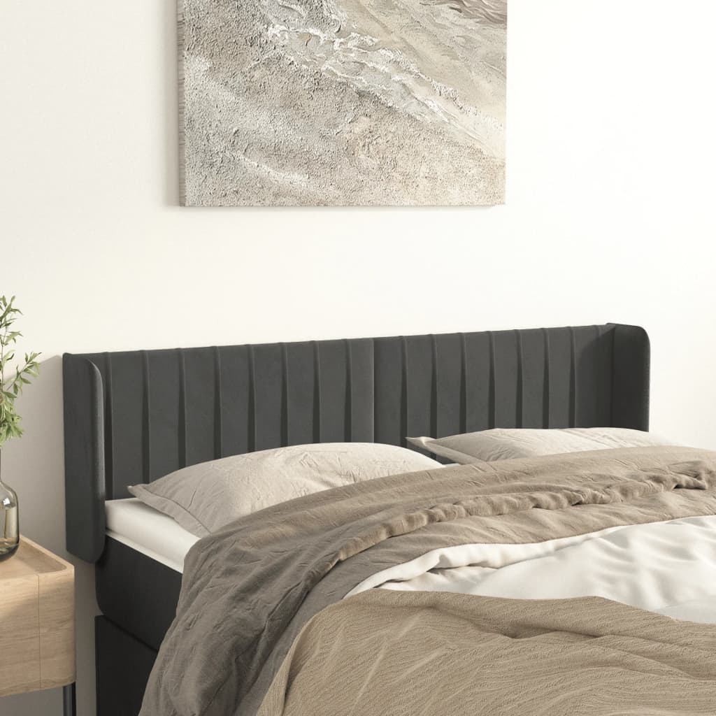 Tête de lit avec oreilles Gris foncé 147x16x78/88 cm Velours - XIOS
