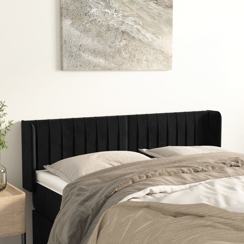 Tête de lit avec oreilles Noir 147x16x78/88 cm Velours - XIOS