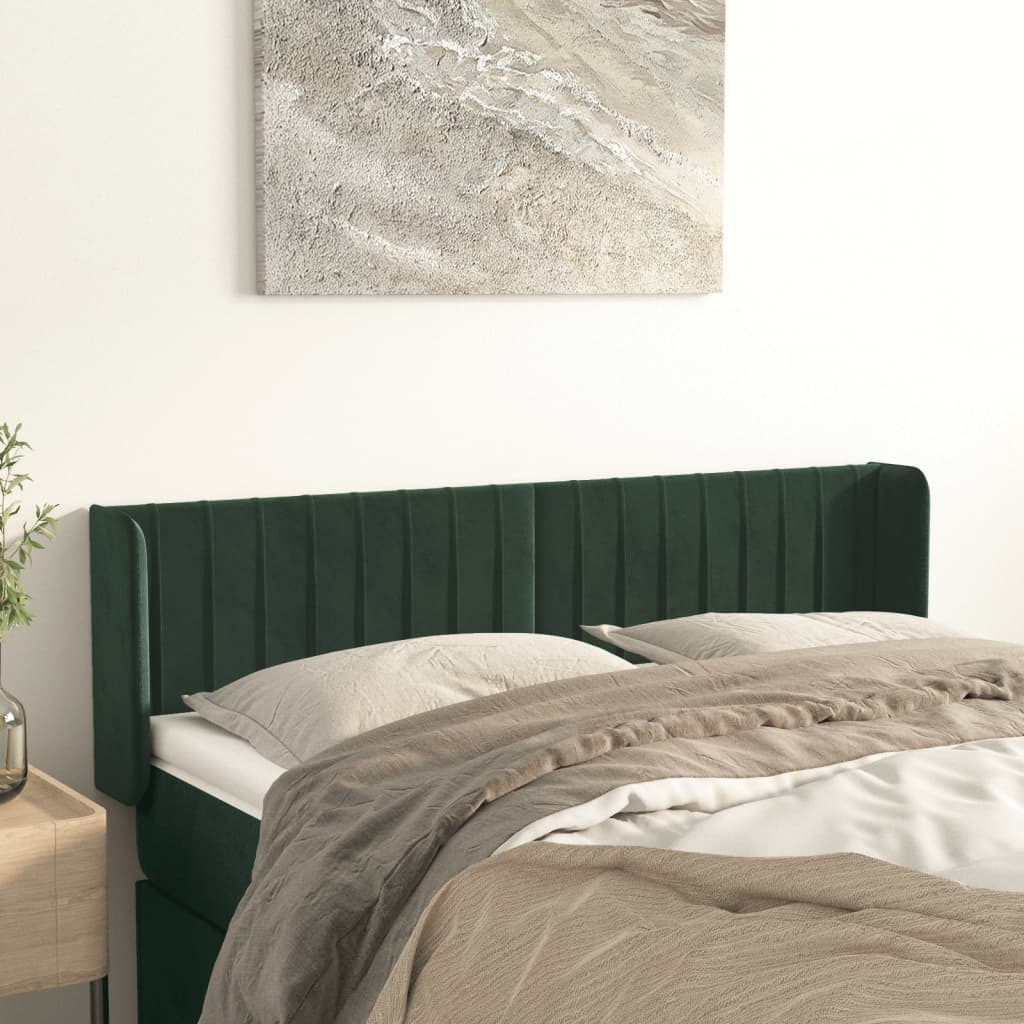 Tête de lit avec oreilles Vert foncé 147x16x78/88 cm Velours - XIOS