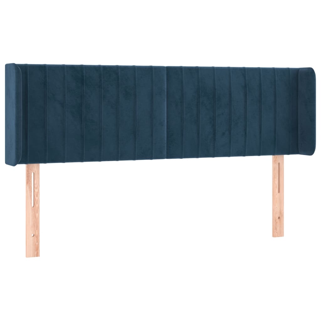 Tête de lit avec oreilles Bleu foncé 147x16x78/88 cm Velours - XIOS
