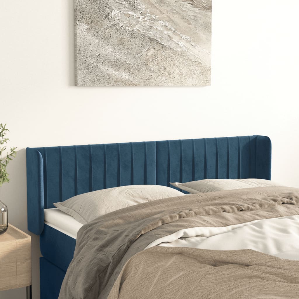 Tête de lit avec oreilles Bleu foncé 147x16x78/88 cm Velours - XIOS