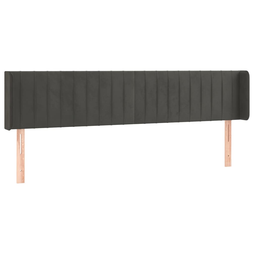 Tête de lit avec oreilles Gris foncé 163x16x78/88 cm Velours - XIOS