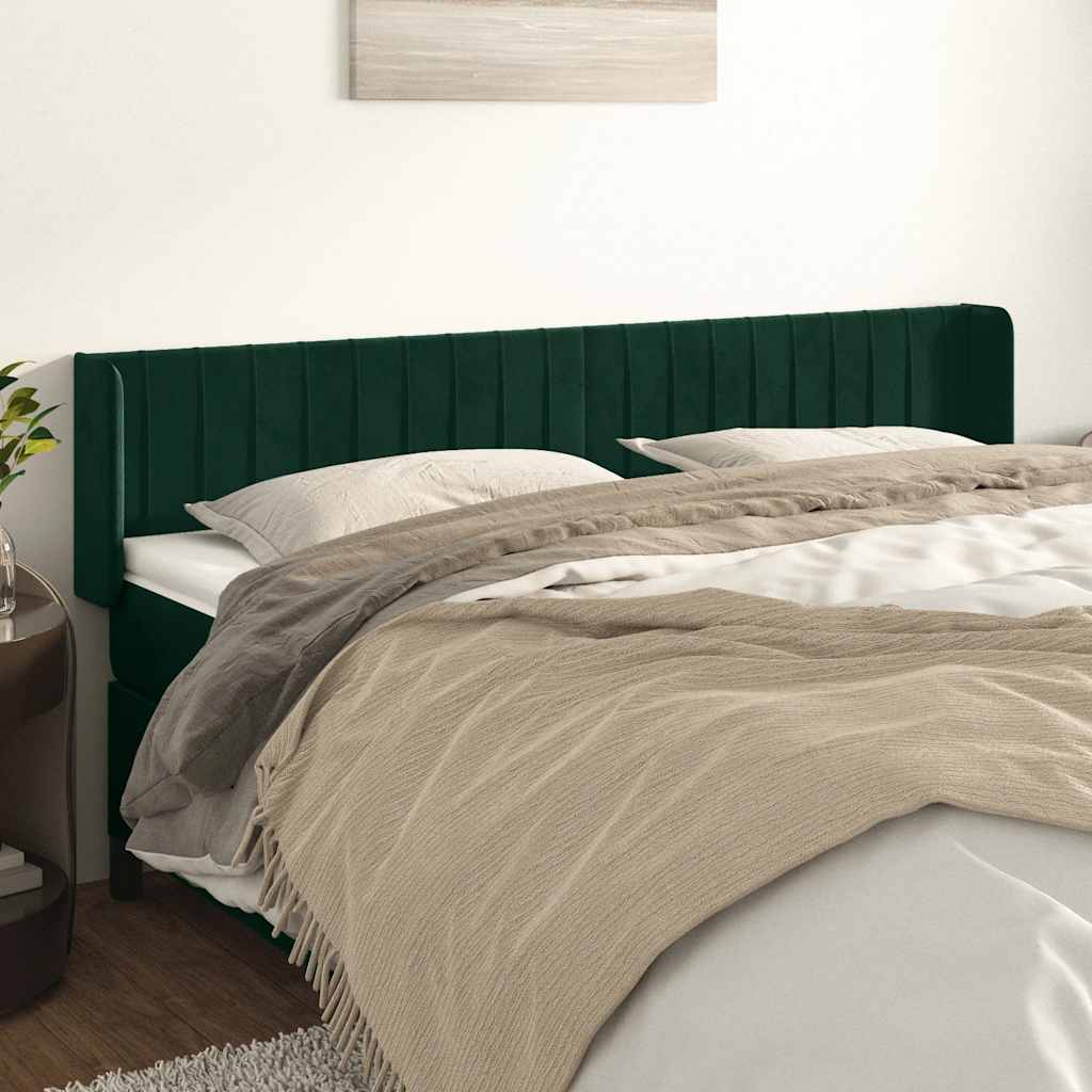 Tête de lit avec oreilles Vert foncé 203x16x78/88 cm Velours - XIOS