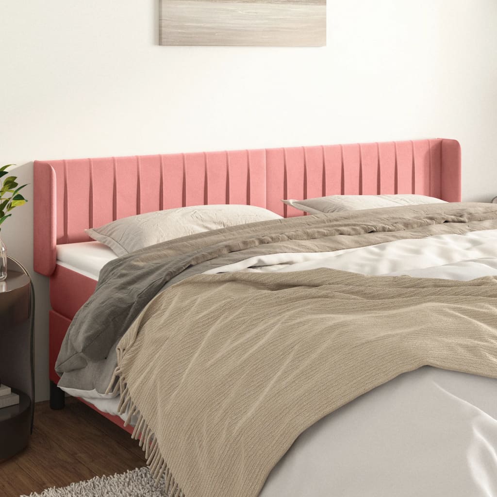 Tête de lit avec oreilles Rose 203x16x78/88 cm Velours - XIOS