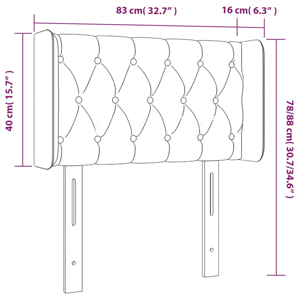 Tête de lit avec oreilles Noir 83x16x78/88 cm Tissu - XIOS
