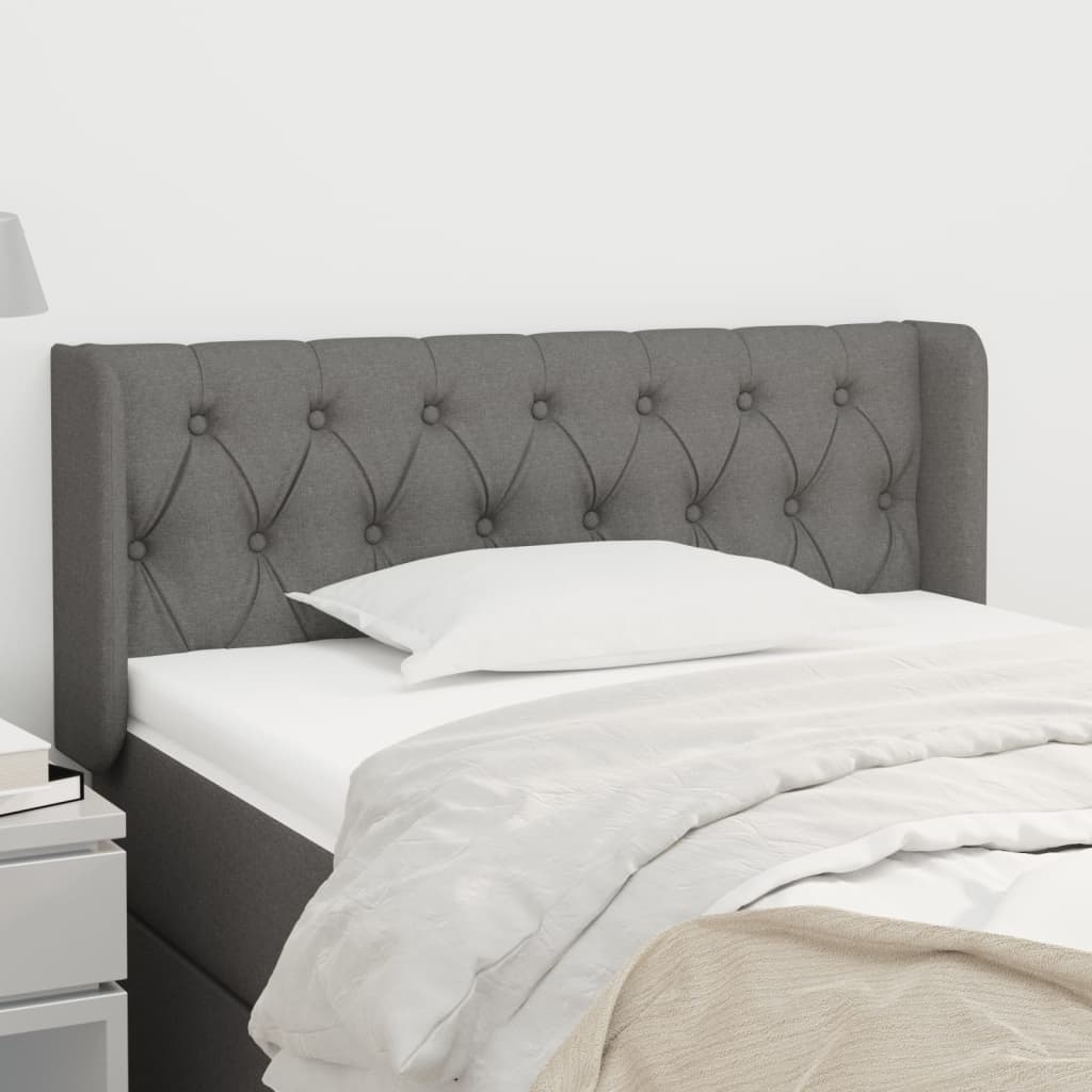 Tête de lit avec oreilles Gris foncé 93x16x78/88 cm Tissu - XIOS