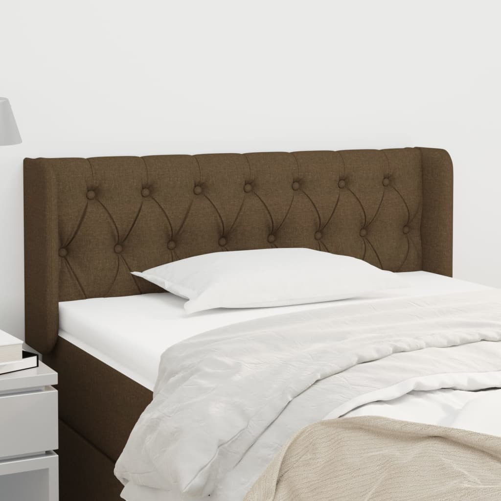 Tête de lit avec oreilles Marron Foncé 93x16x78/88 cm Tissu - XIOS