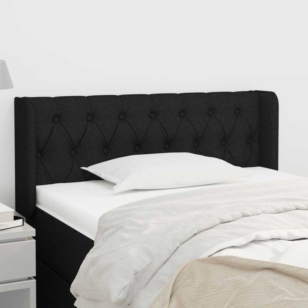 Tête de lit avec oreilles Noir 103x16x78/88 cm Tissu - XIOS