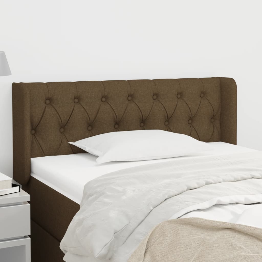 Tête de lit avec oreilles Marron Foncé 103x16x78/88 cm Tissu - XIOS