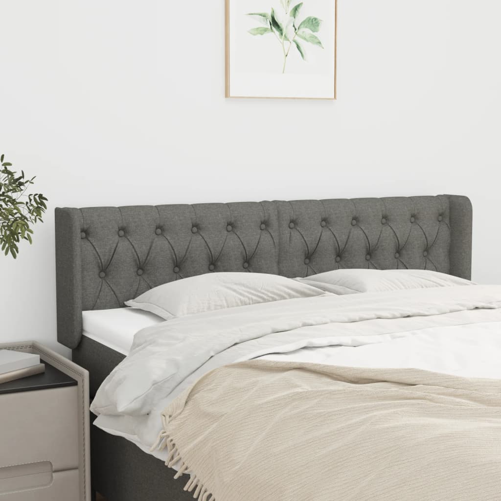 Tête de lit avec oreilles Gris foncé 147x16x78/88 cm Tissu - XIOS