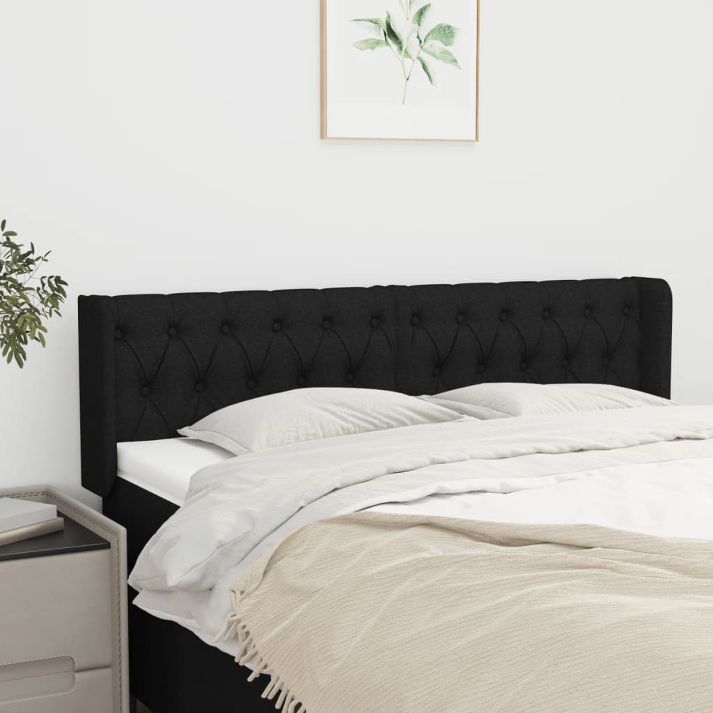 Tête de lit avec oreilles Noir 147x16x78/88 cm Tissu - XIOS
