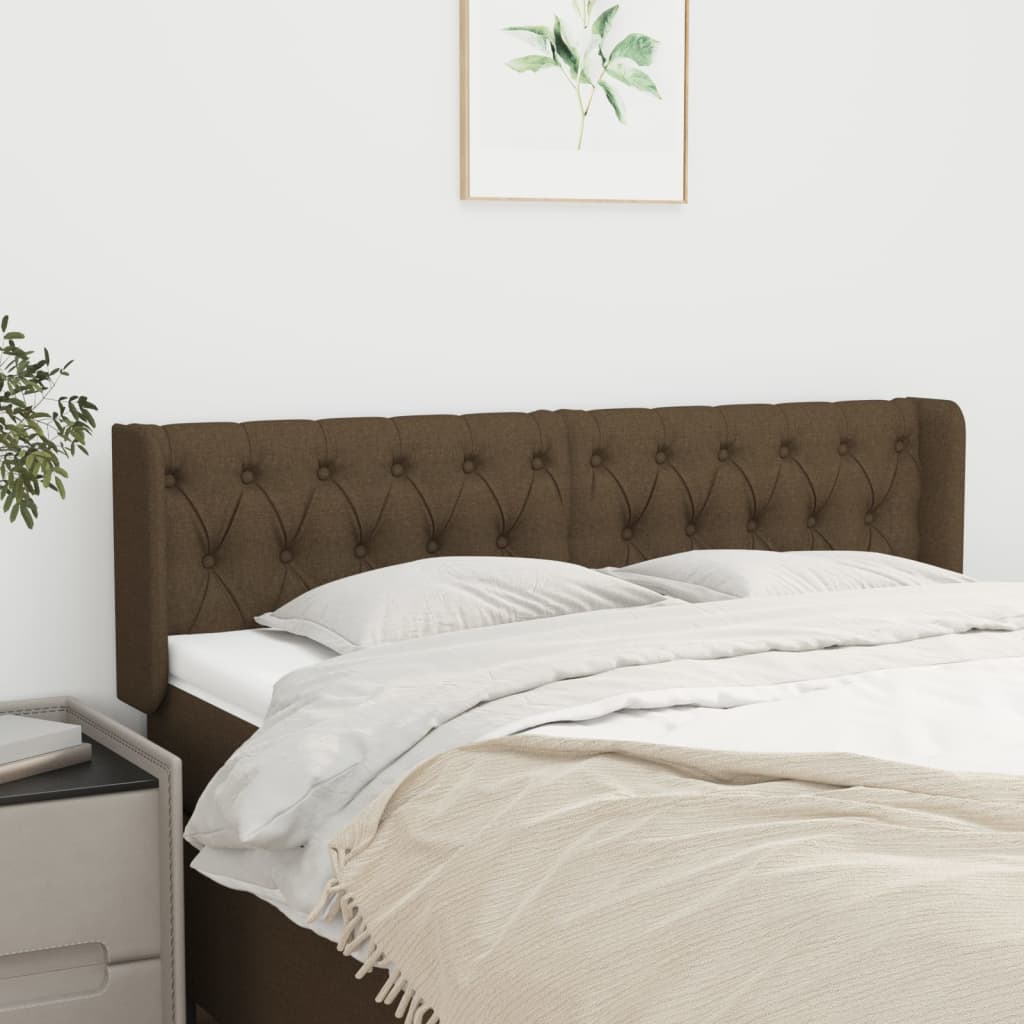 Tête de lit avec oreilles Marron Foncé 147x16x78/88 cm Tissu - XIOS