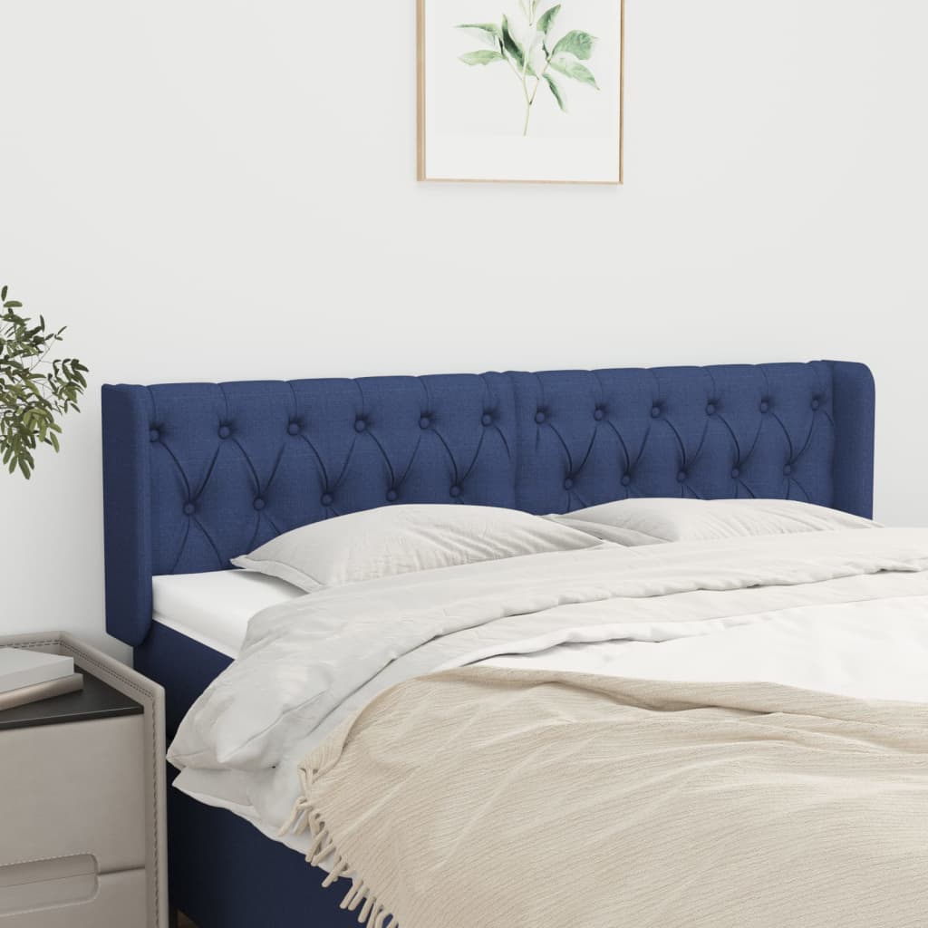 Tête de lit avec oreilles Bleu 147x16x78/88 cm Tissu - XIOS