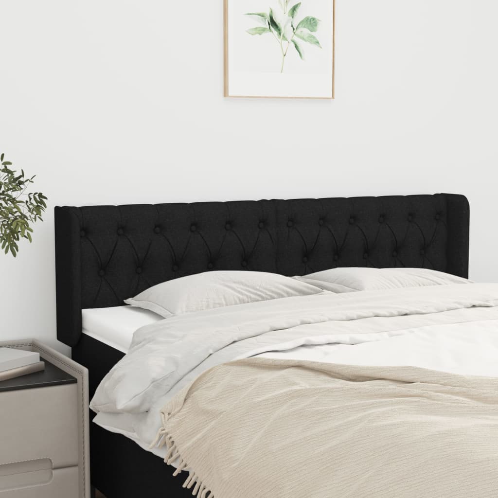 Tête de lit avec oreilles Noir 163x16x78/88 cm Tissu - XIOS