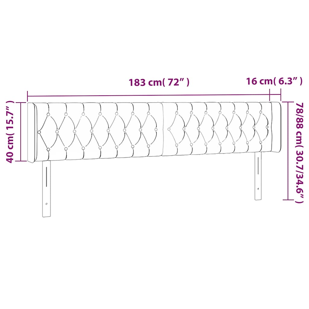 Tête de lit avec oreilles Gris clair 183x16x78/88 cm Tissu - XIOS