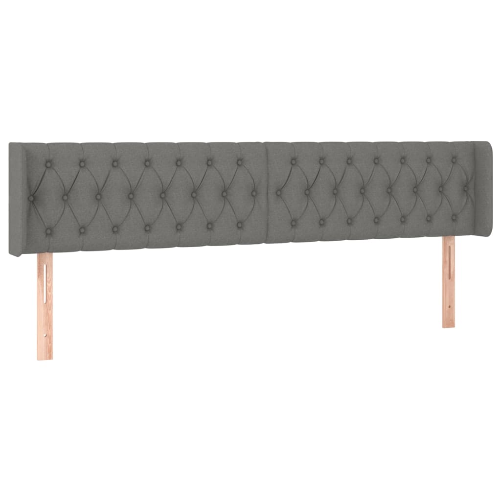 Tête de lit avec oreilles Gris foncé 203x16x78/88 cm Tissu - XIOS