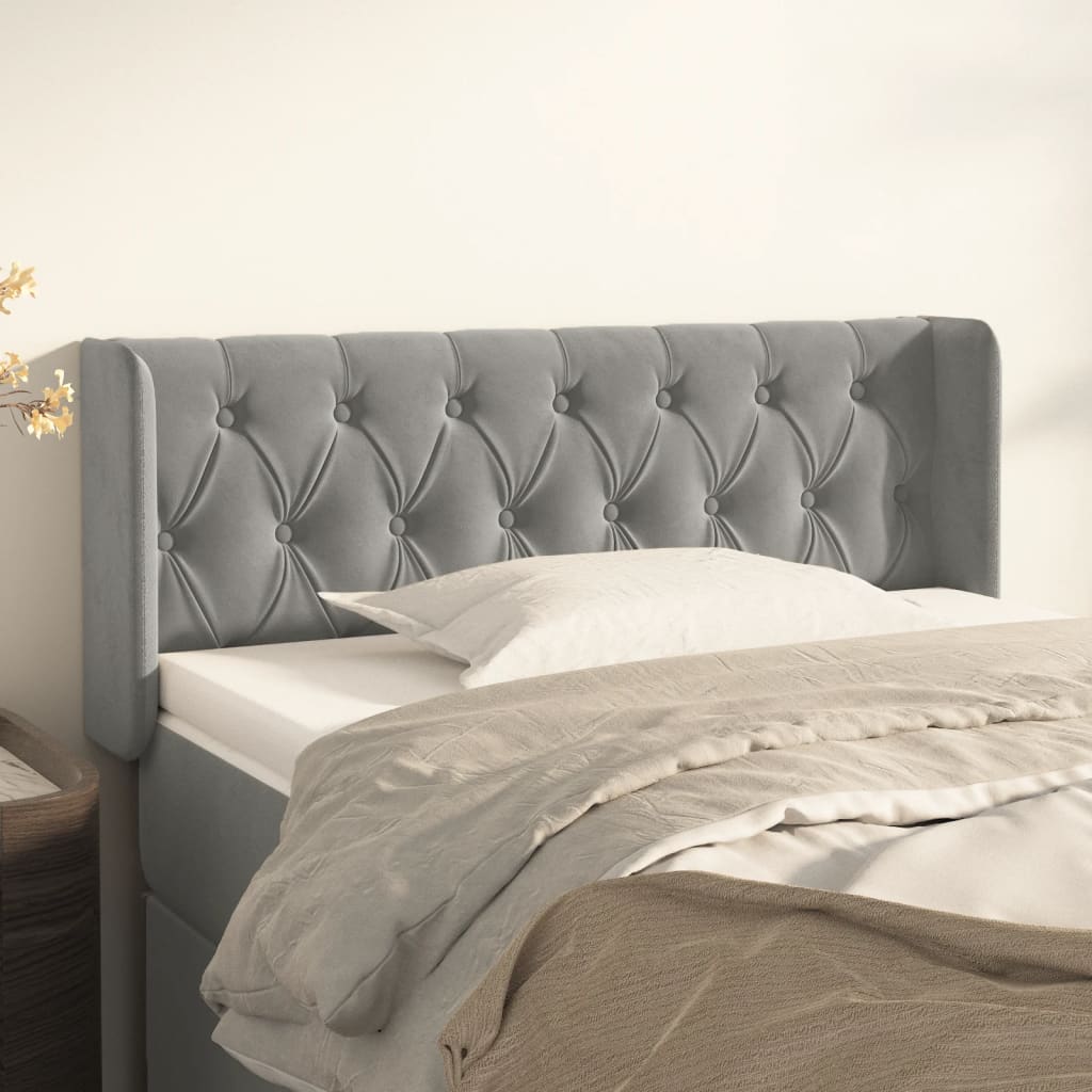 Tête de lit avec oreilles Gris clair 93x16x78/88 cm Velours - XIOS
