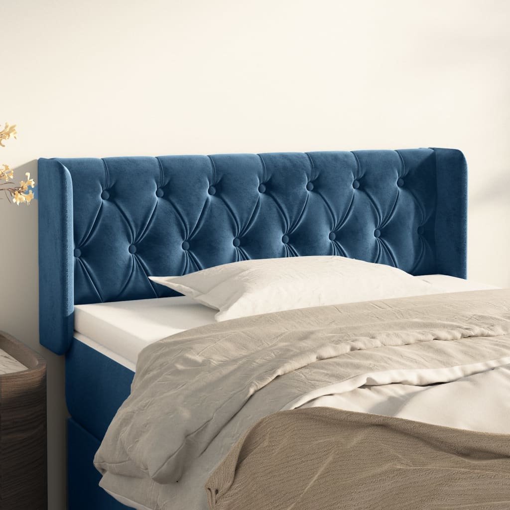 Tête de lit avec oreilles Bleu foncé 93x16x78/88 cm Velours - XIOS