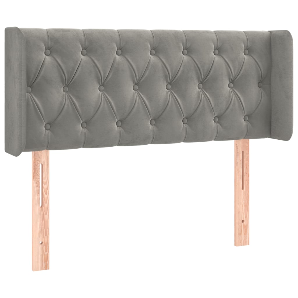 Tête de lit avec oreilles Gris clair 103x16x78/88 cm Velours - XIOS