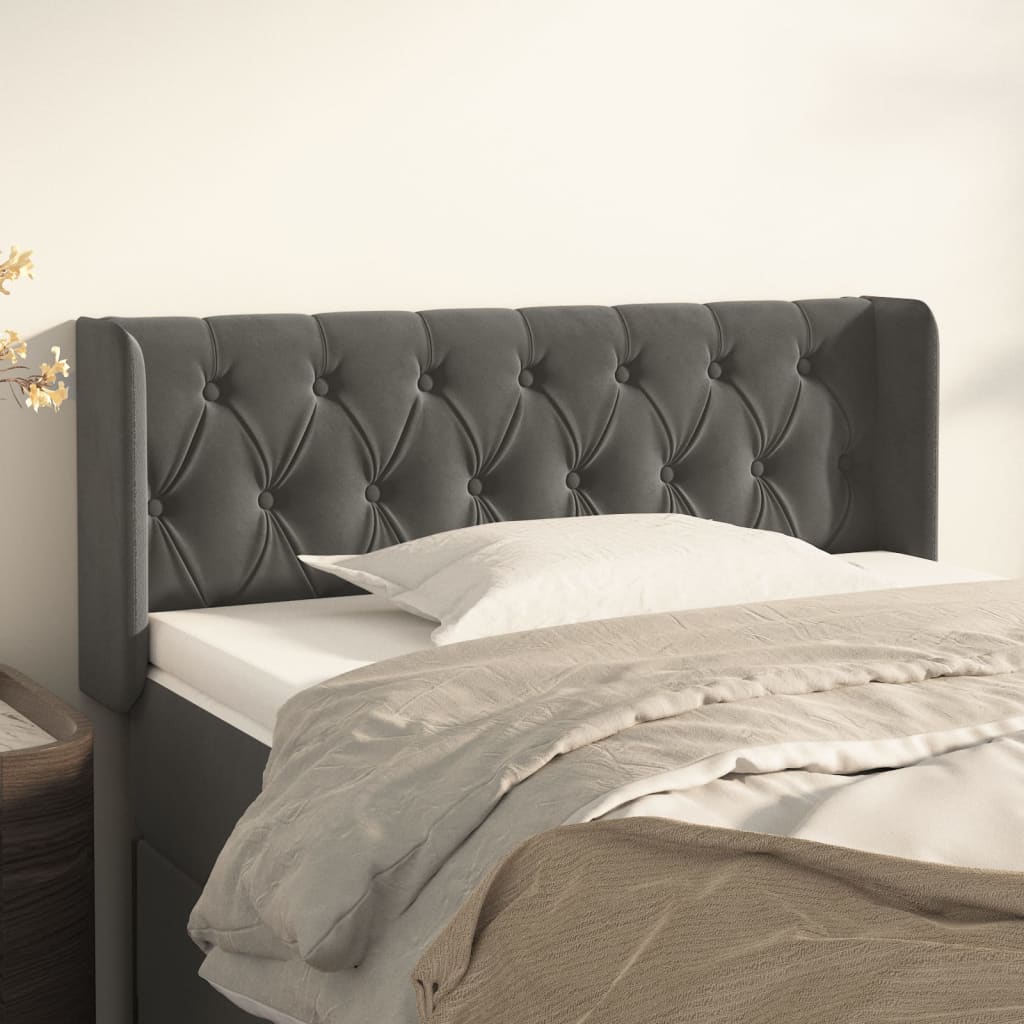 Tête de lit avec oreilles Gris foncé 103x16x78/88 cm Velours - XIOS