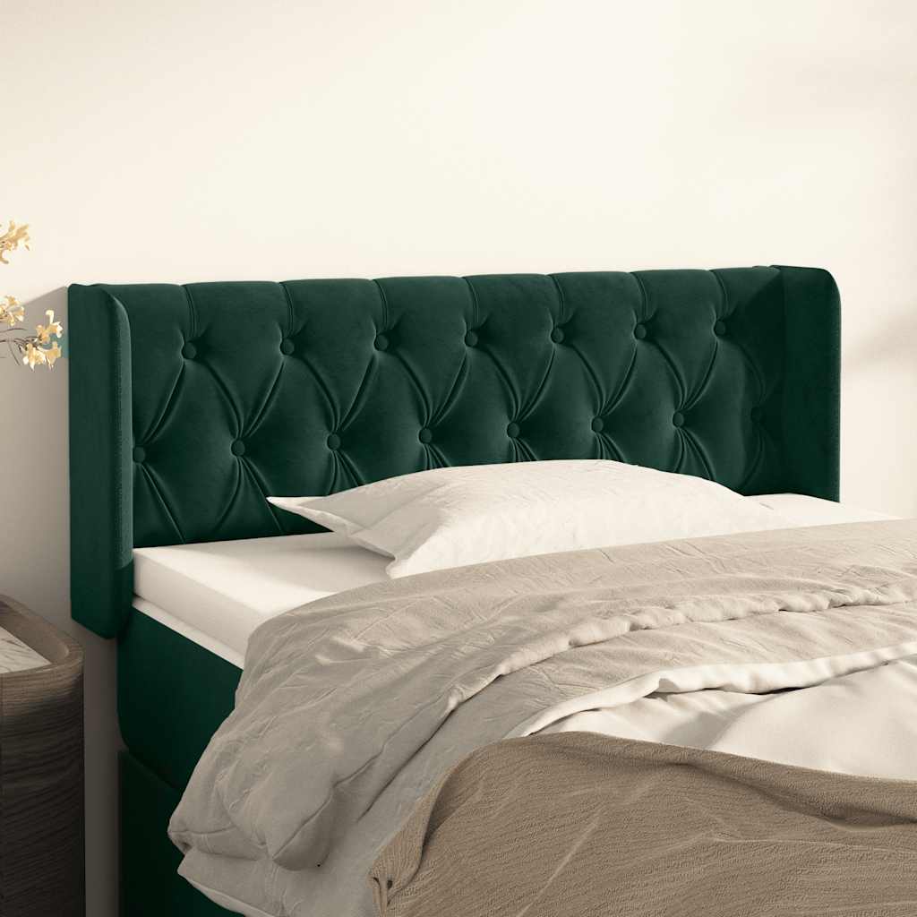 Tête de lit avec oreilles Vert foncé 103x16x78/88 cm Velours - XIOS