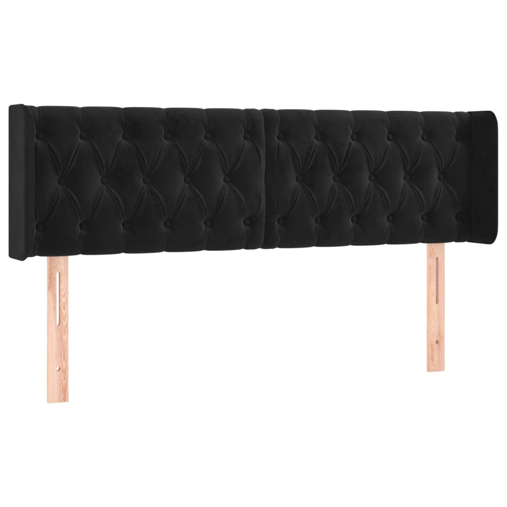 Tête de lit avec oreilles Noir 147x16x78/88 cm Velours - XIOS