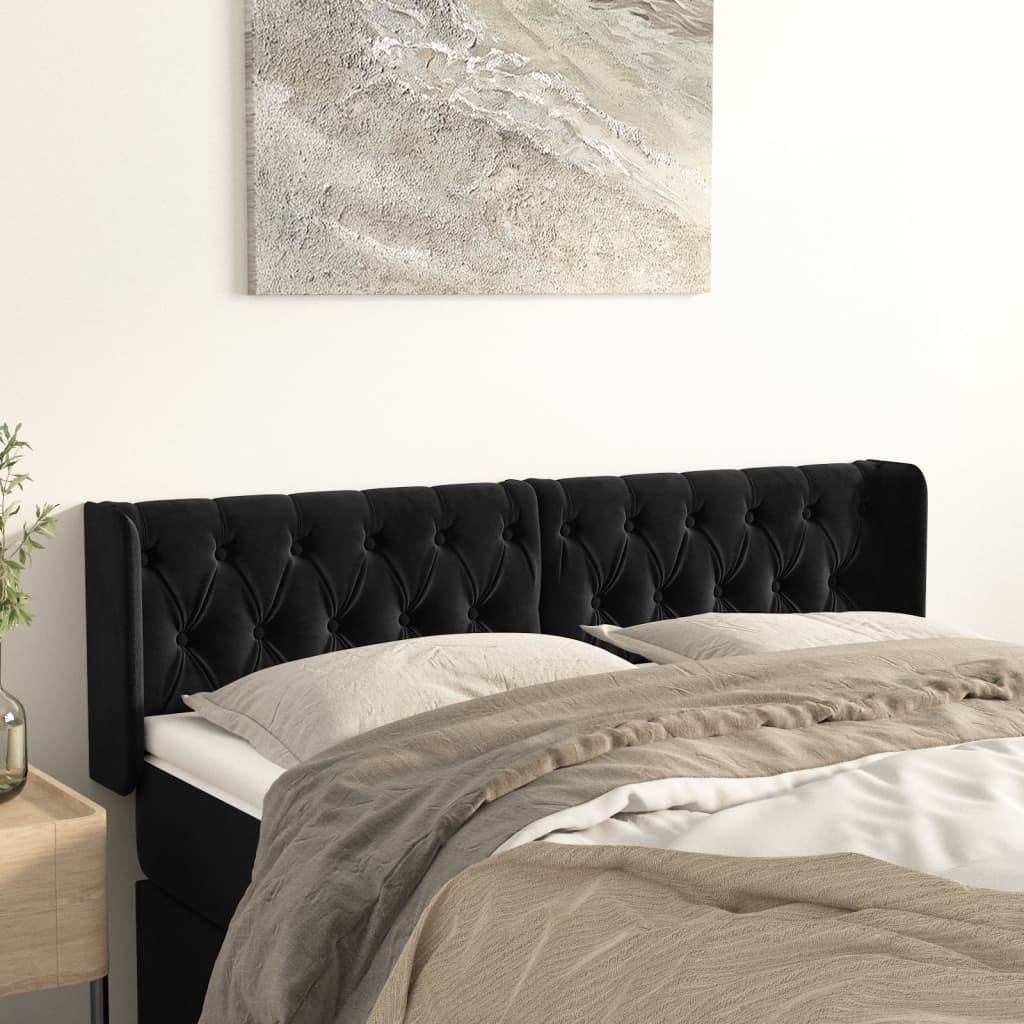 Tête de lit avec oreilles Noir 147x16x78/88 cm Velours - XIOS