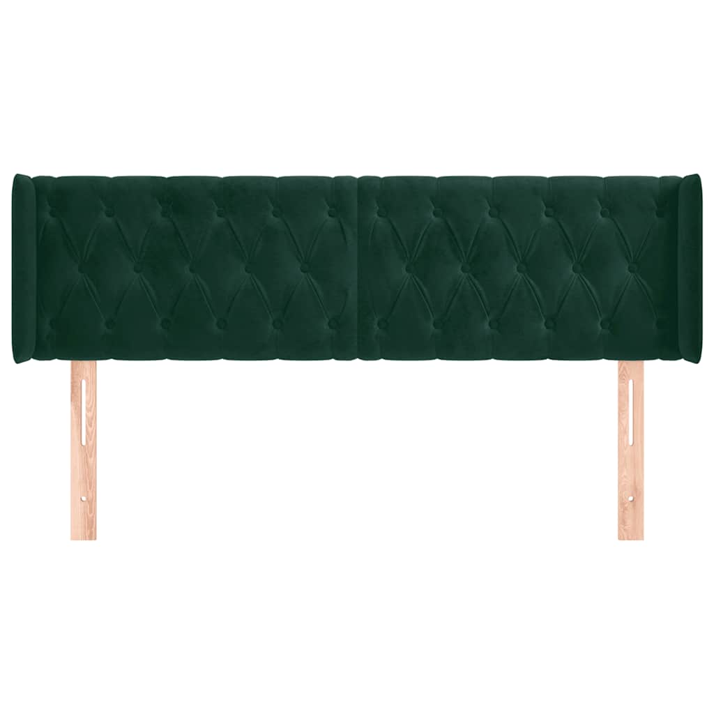 Tête de lit avec oreilles Vert foncé 147x16x78/88 cm Velours - XIOS