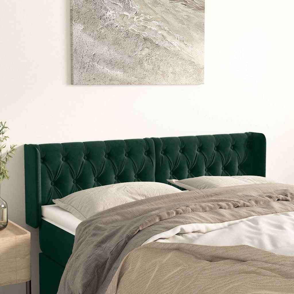 Tête de lit avec oreilles Vert foncé 147x16x78/88 cm Velours - XIOS
