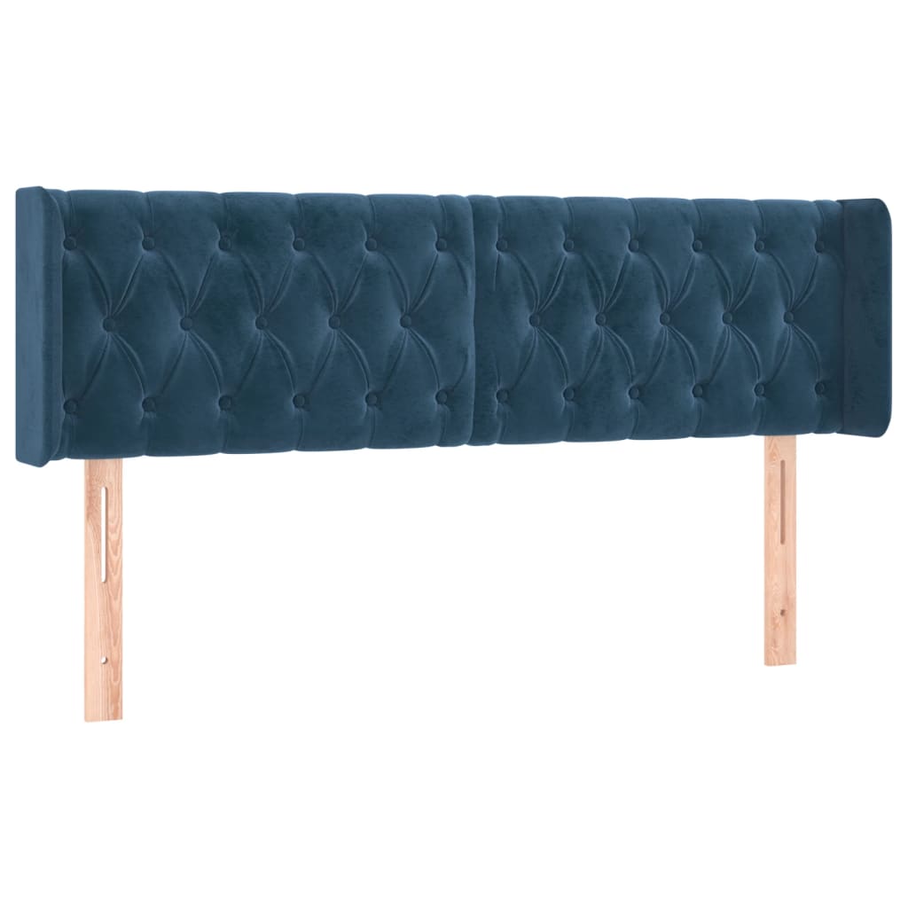 Tête de lit avec oreilles Bleu foncé 147x16x78/88 cm Velours - XIOS