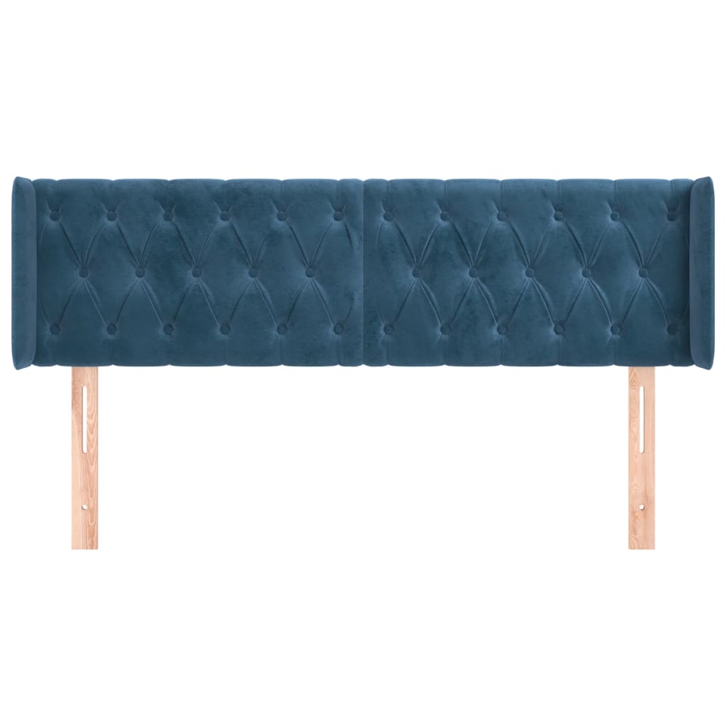 Tête de lit avec oreilles Bleu foncé 147x16x78/88 cm Velours - XIOS
