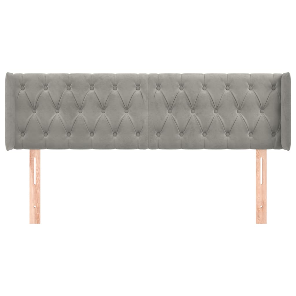 Tête de lit avec oreilles Gris clair 163x16x78/88 cm Velours - XIOS
