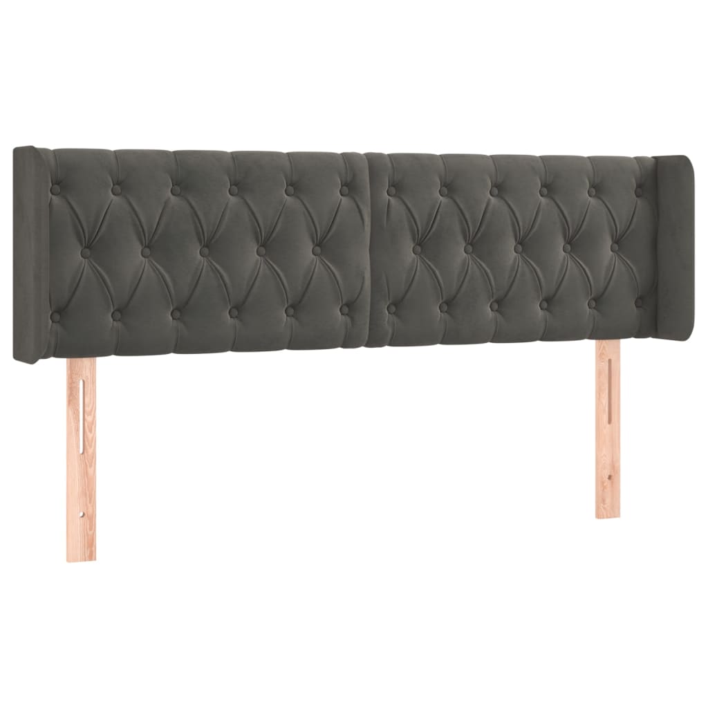 Tête de lit avec oreilles Gris foncé 163x16x78/88 cm Velours - XIOS