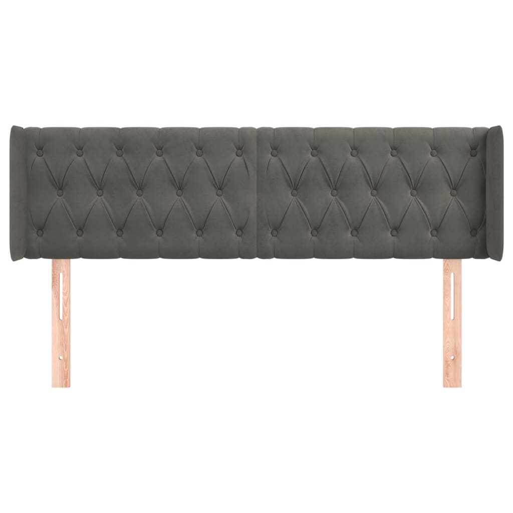 Tête de lit avec oreilles Gris foncé 163x16x78/88 cm Velours - XIOS