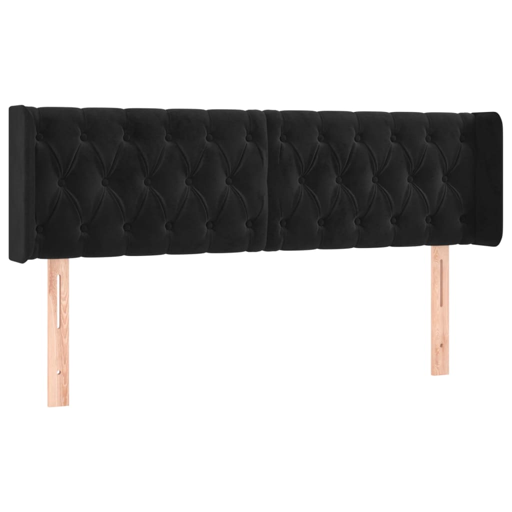 Tête de lit avec oreilles Noir 163x16x78/88 cm Velours - XIOS
