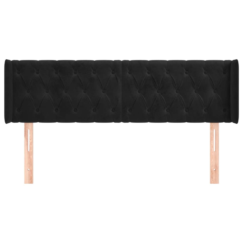 Tête de lit avec oreilles Noir 163x16x78/88 cm Velours - XIOS