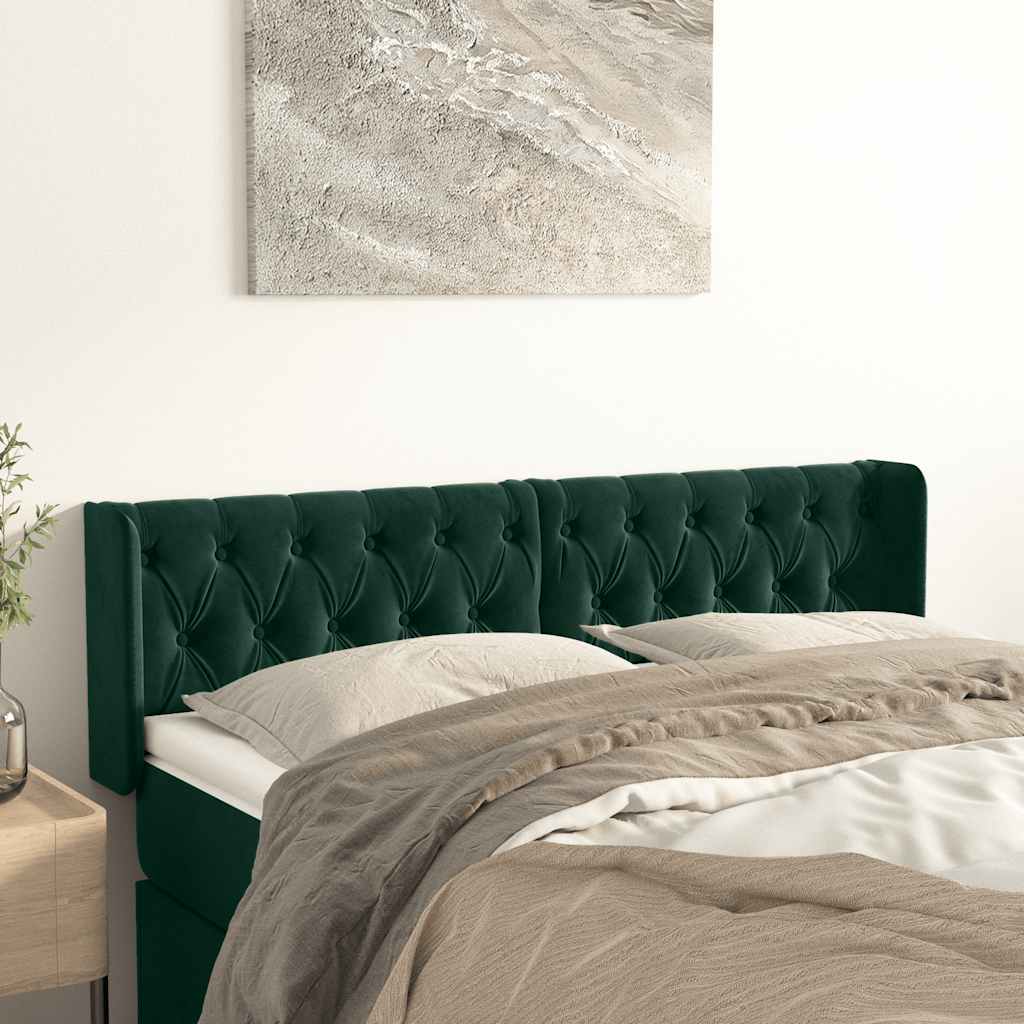 Tête de lit avec oreilles Vert foncé 163x16x78/88 cm Velours - XIOS